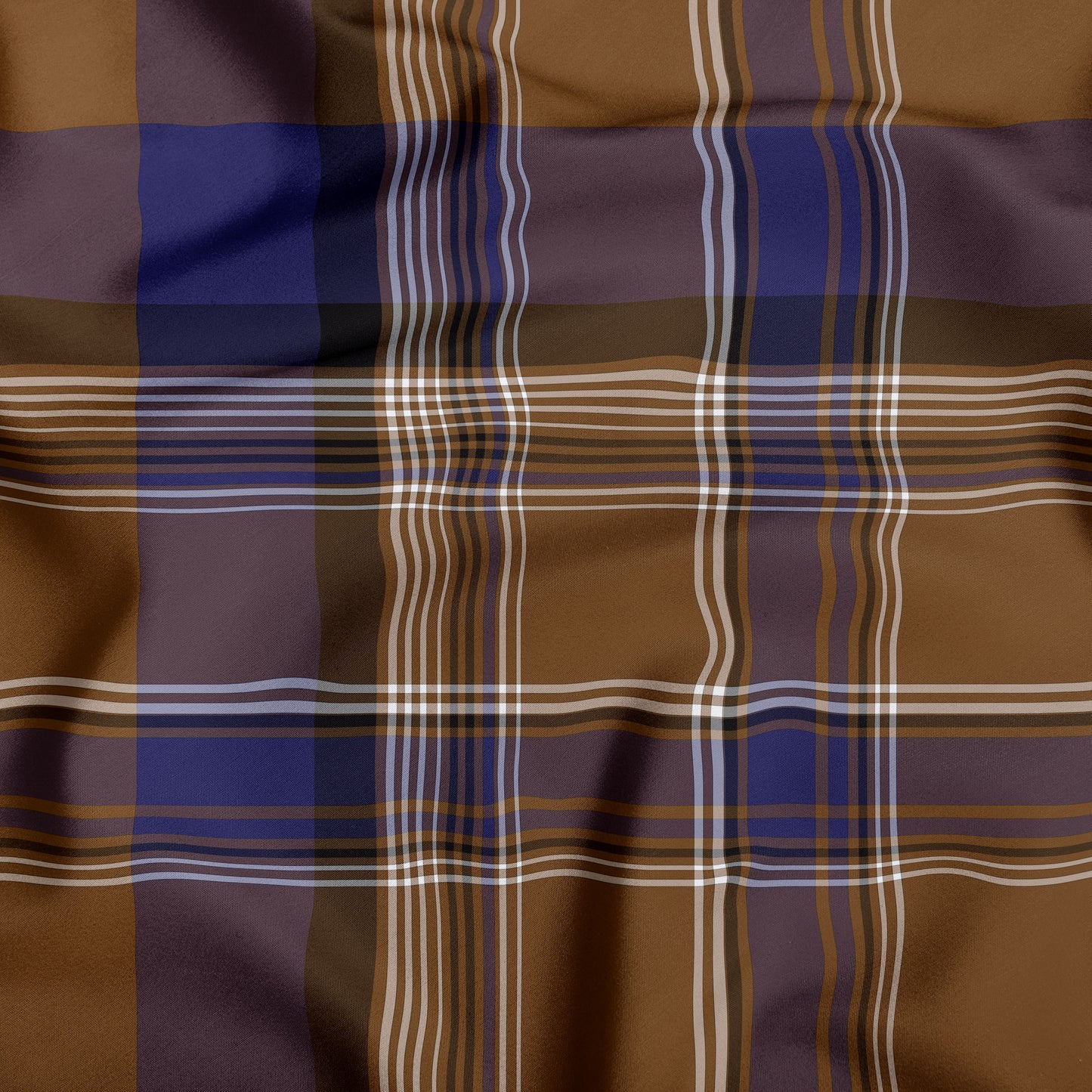 Tan Navy Blue Purple And White Plaid Dog Bandana - Apawry Pup