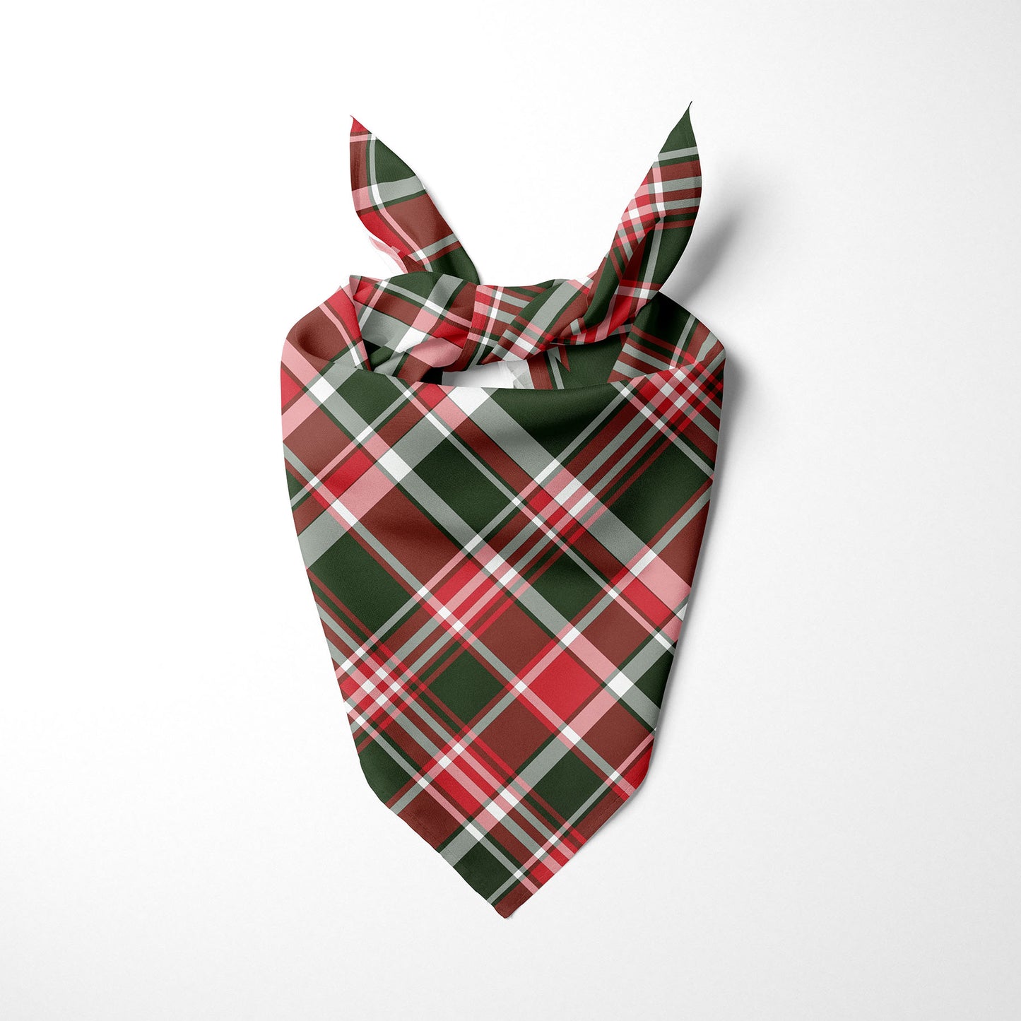 Hunter Green Bright Red Dark Red And White Plaid Dog Bandana - Apawry Pup