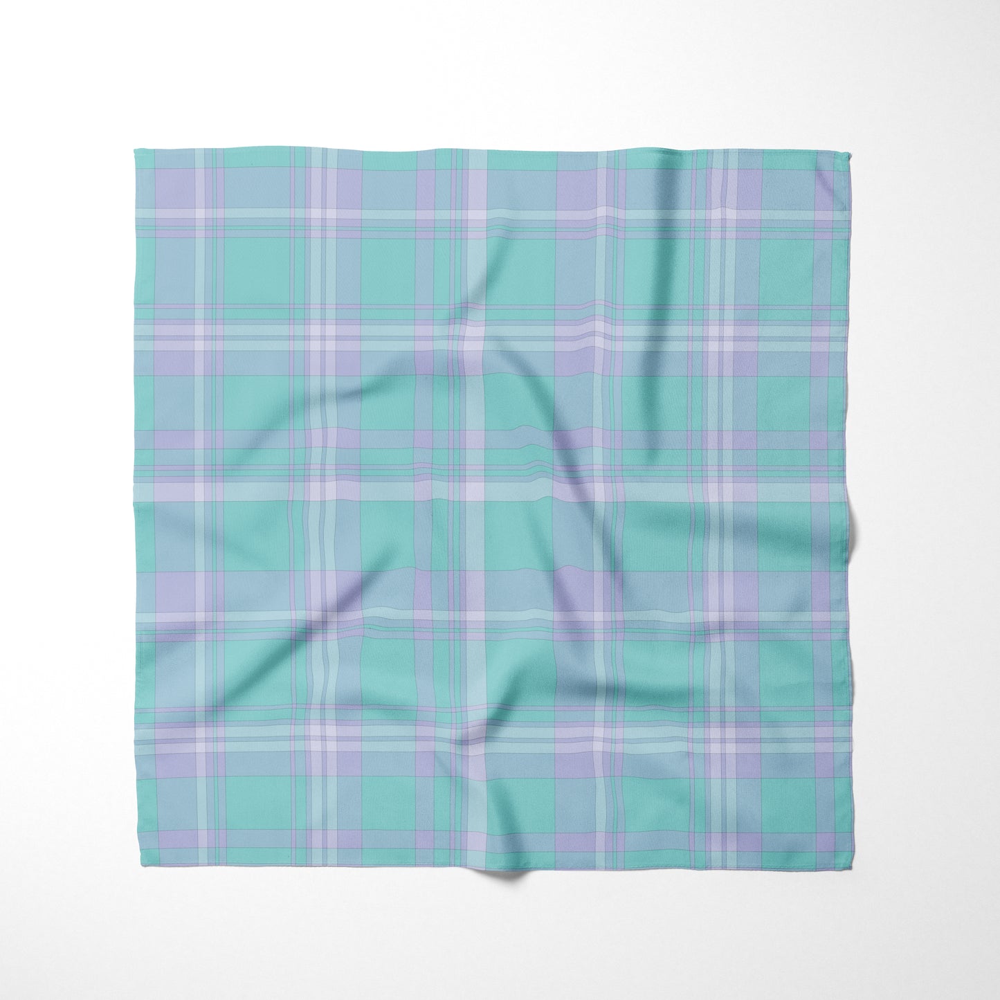 Light Teal Light Purple And White Plaid Dog Bandana - Apawry Pup