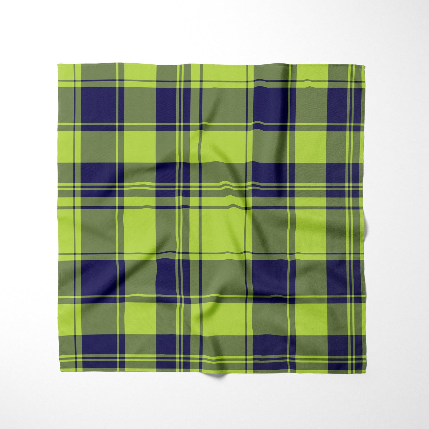 Navy Blue And Lime Green Plaid Dog Bandana - Apawry Pup