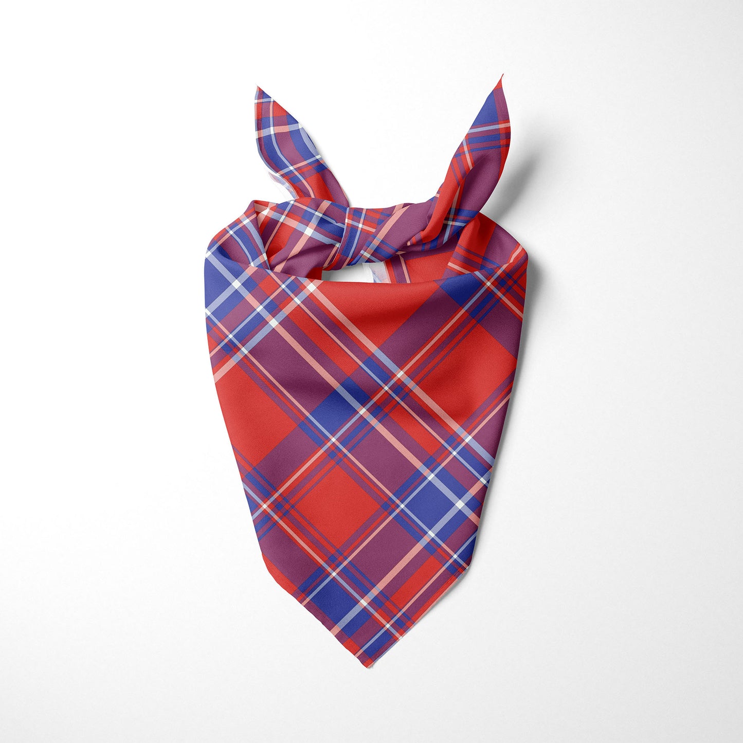 Red Blue Purple And White Plaid Dog Bandana - Apawry Pup