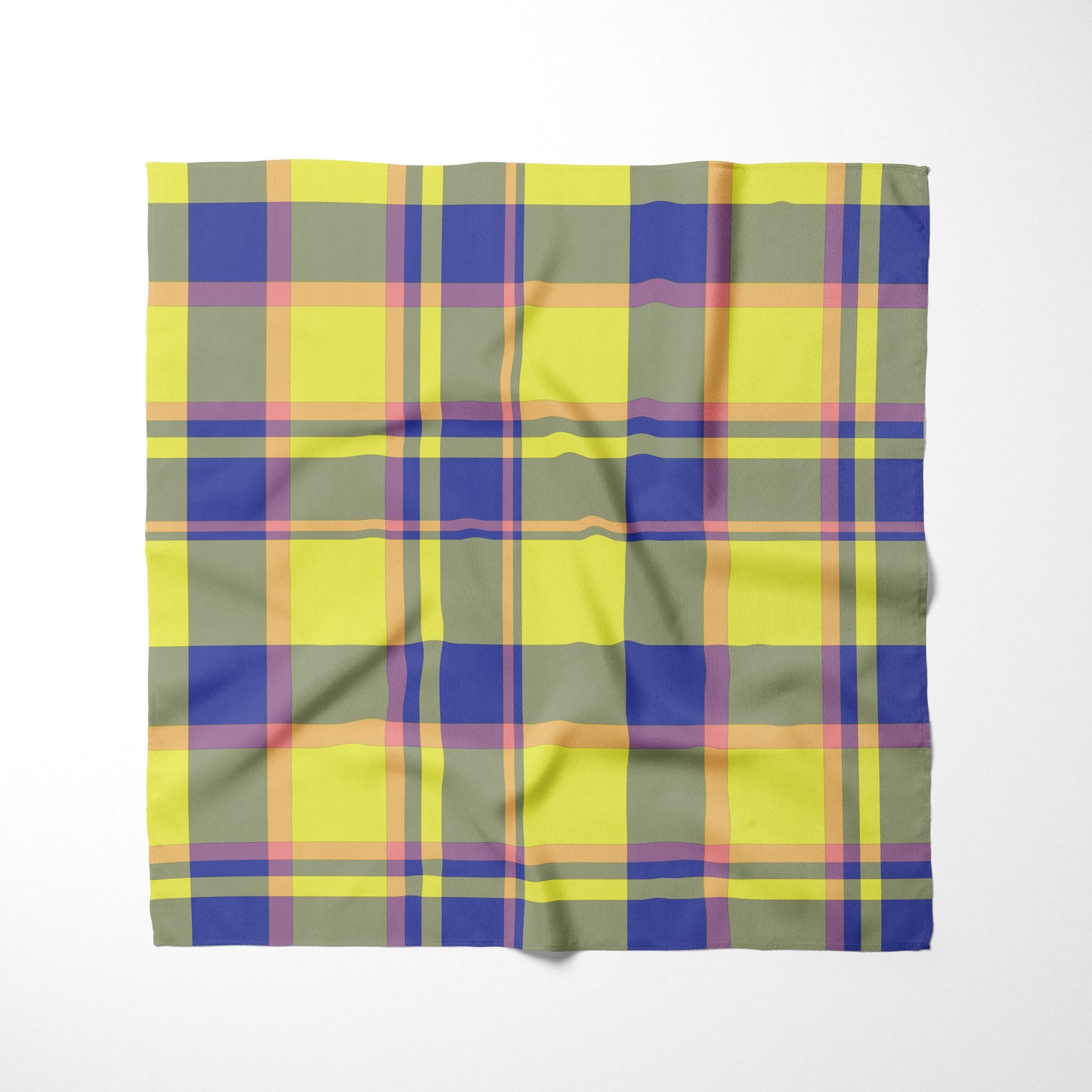 Yellow Blue Pink And Peach Plaid Dog Bandana - Apawry Pup