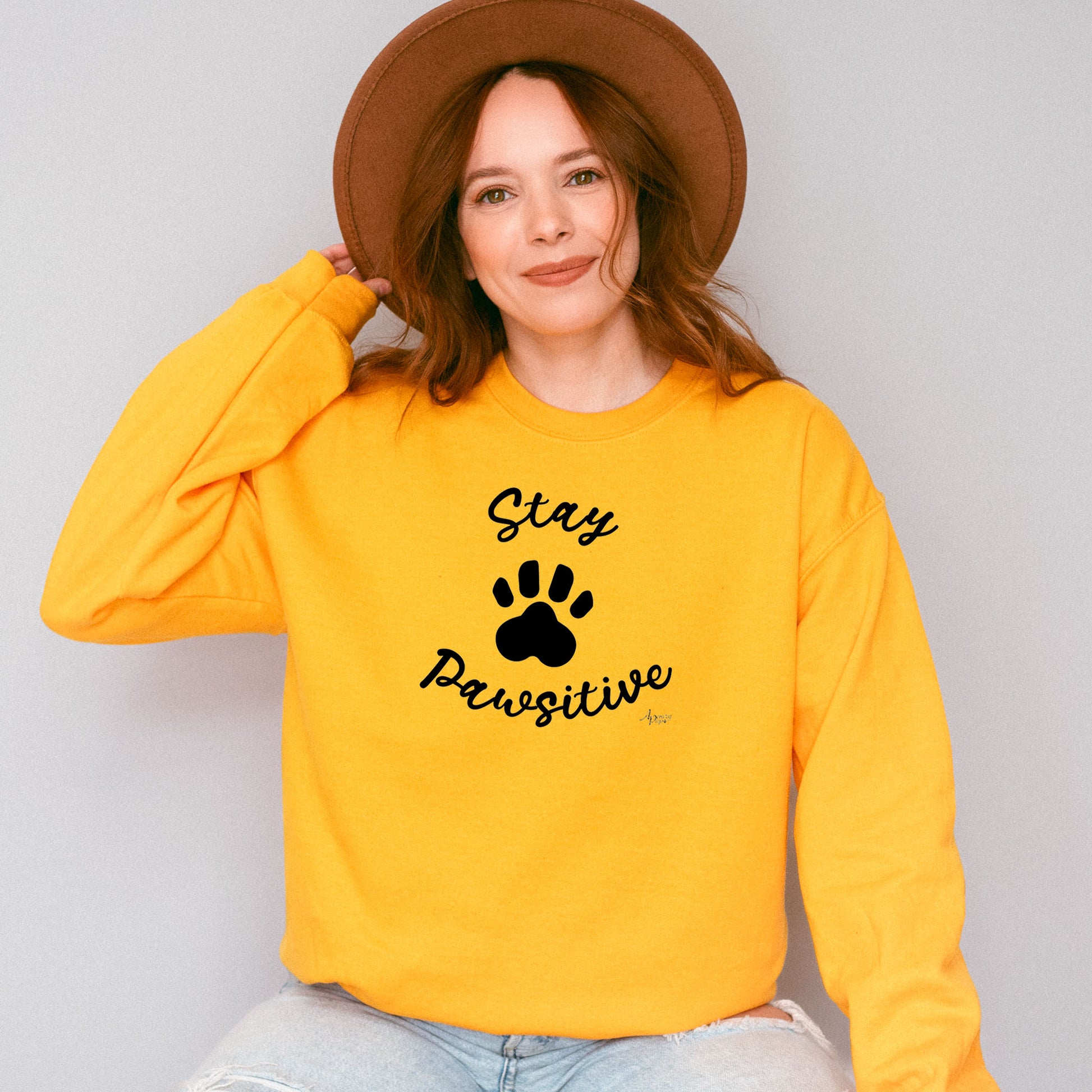 Stay Pawsitive Crewneck Sweatshirt - Apawry Pup