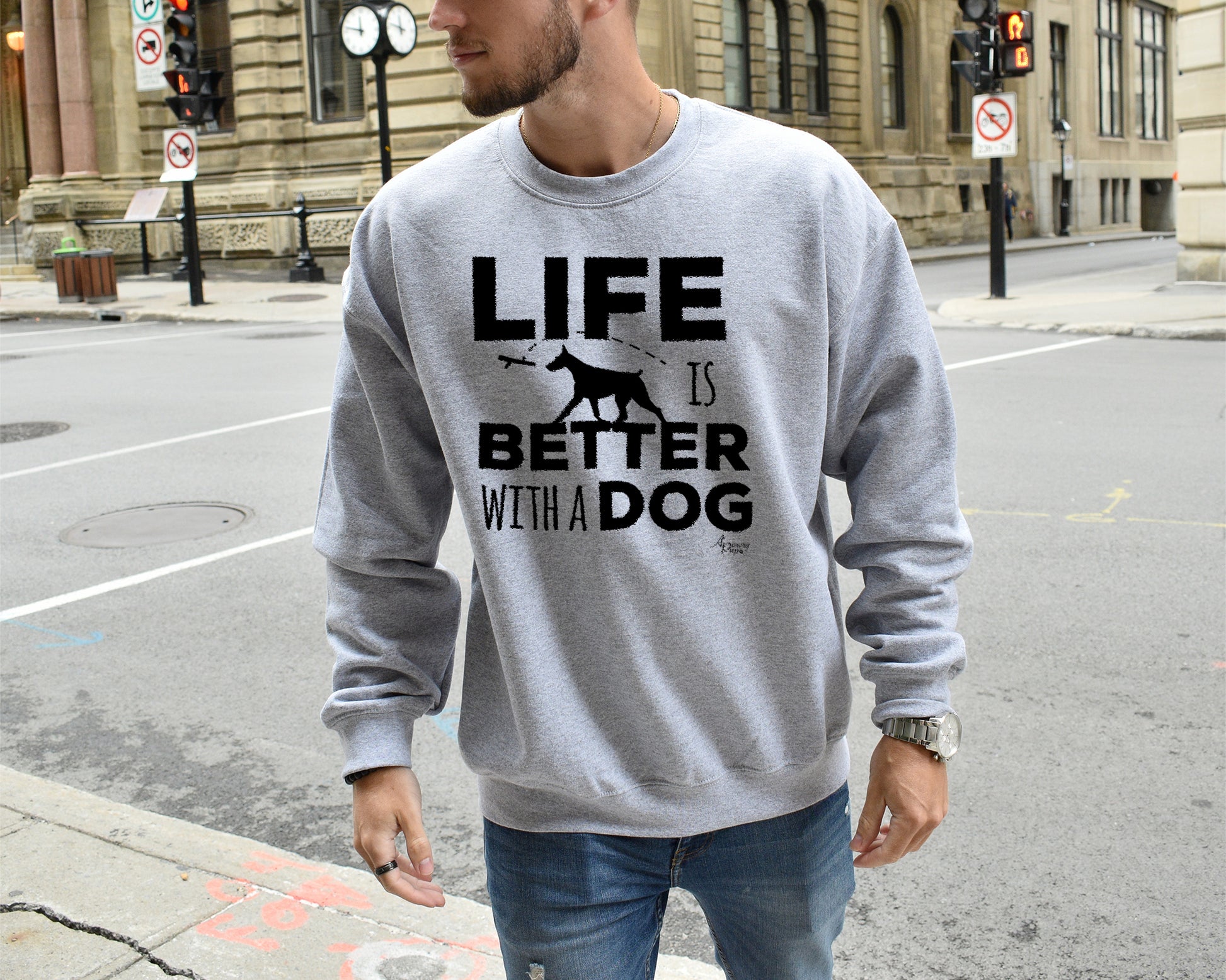 Life Is Better With A Dog Crewneck Sweatshirt - Apawry Pup