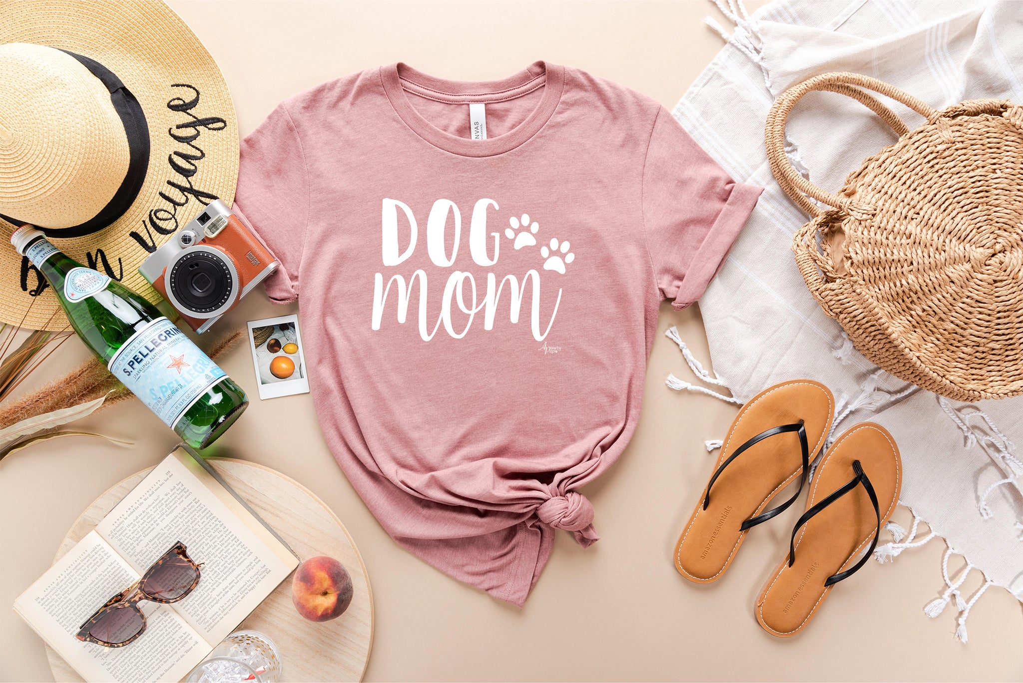 Load video: Dog mom light mauve Apawry Pup t-shirt