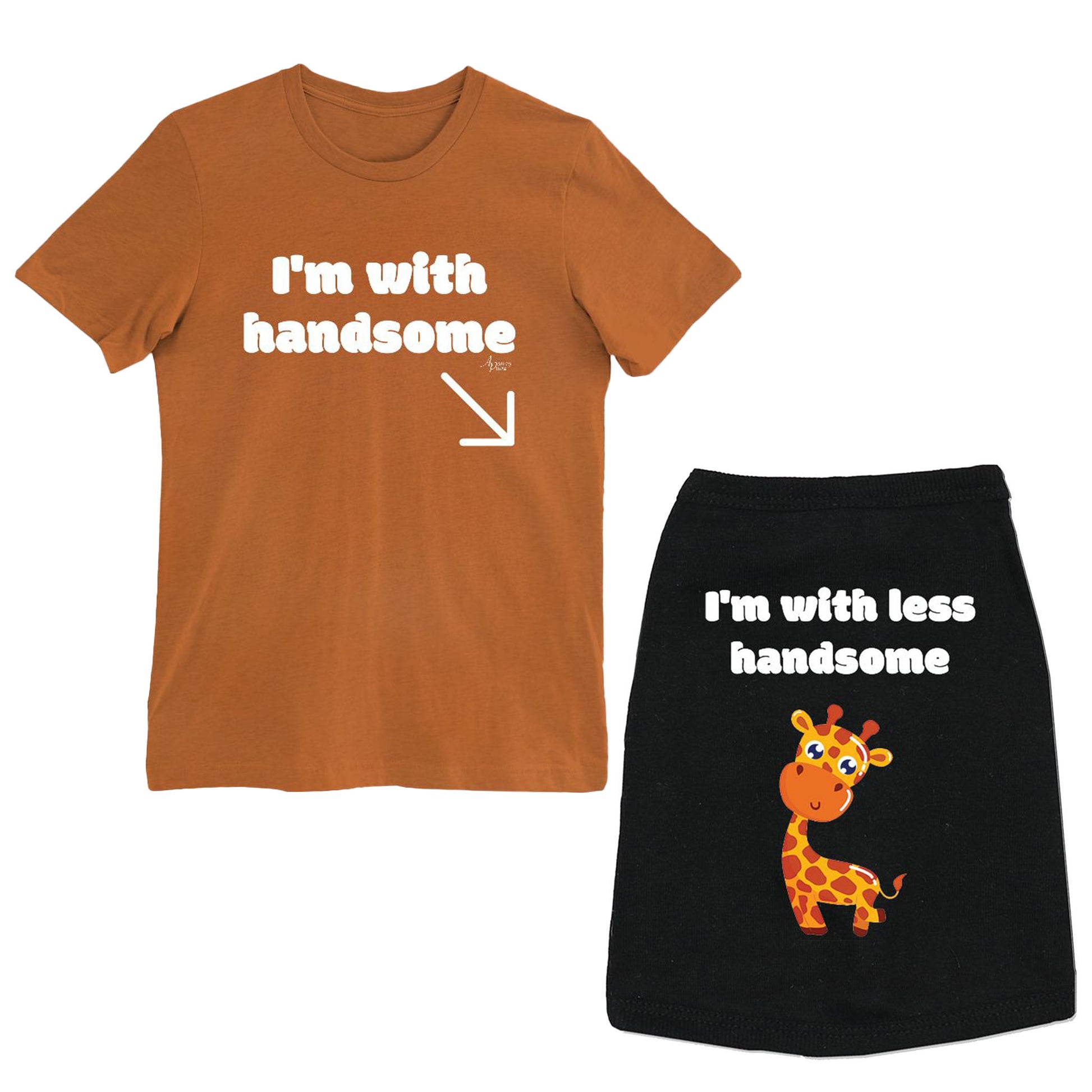 I'm With Handsome & I'm With Less Handsome Matching Tee Set - Apawry Pup