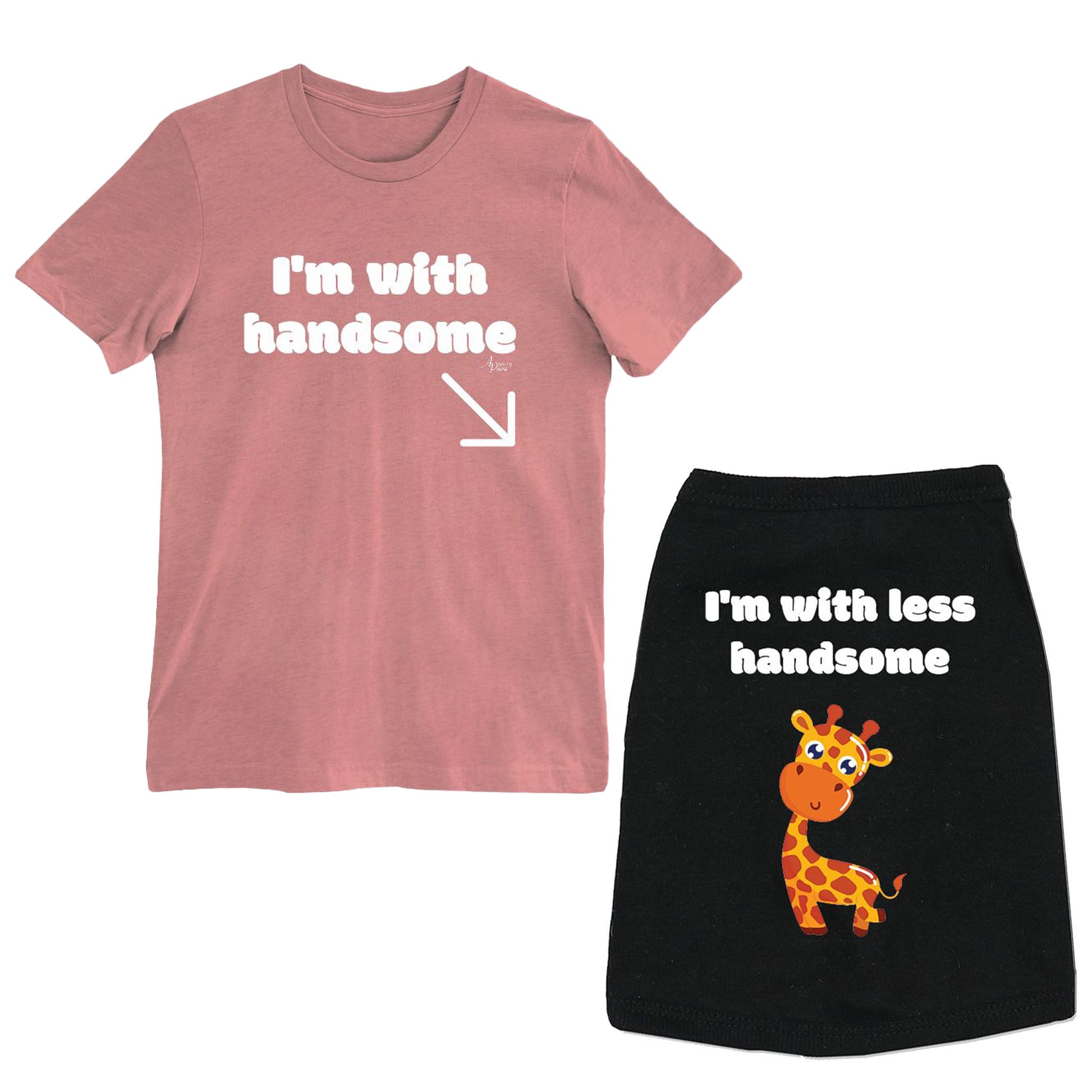 I'm With Handsome & I'm With Less Handsome Matching Tee Set - Apawry Pup