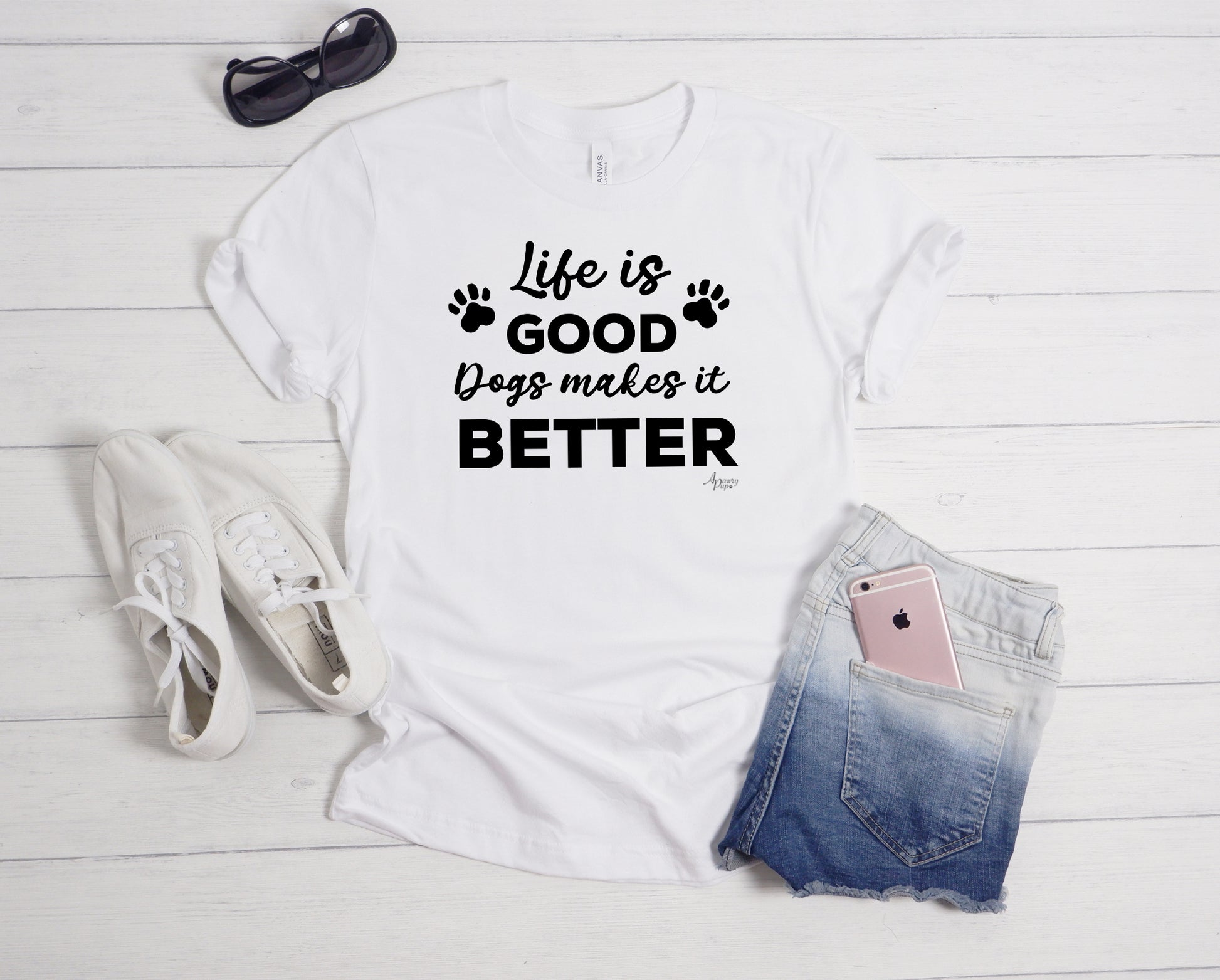 Life Is Good Dogs Make It Better Tee - Apawry Pup