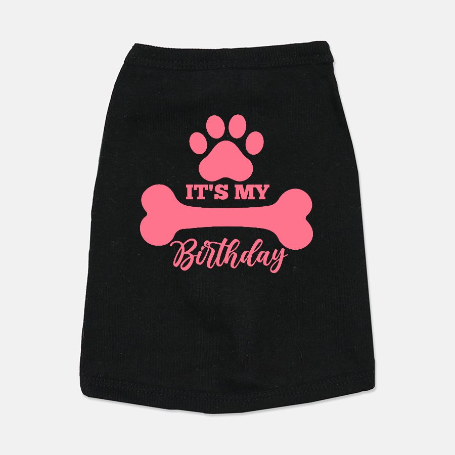 It's My Birthday Pink Bone Dog Shirt - Apawry Pup