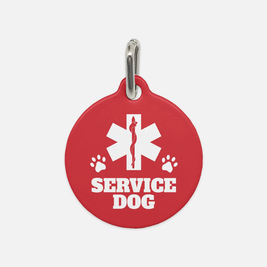 Red and White Service Dog Dog Tag - Apawry Pup