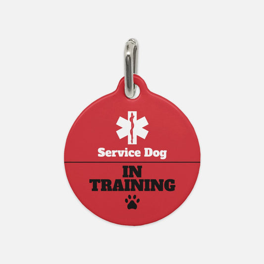 Red Black and White Service Dog In Training Dog Tag - Apawry Pup