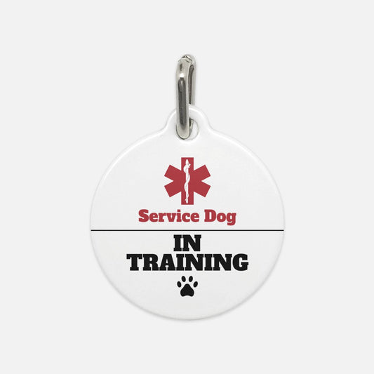 White Black and Red Service Dog In Training Dog Tag - Apawry Pup