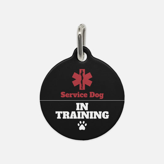 Black White and Red Service Dog In Training Dog Tag - Apawry Pup