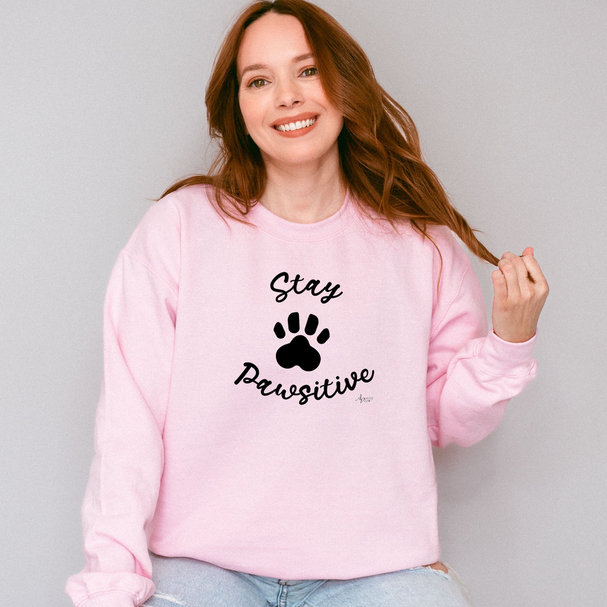 Stay Pawsitive Crewneck Sweatshirt - Apawry Pup