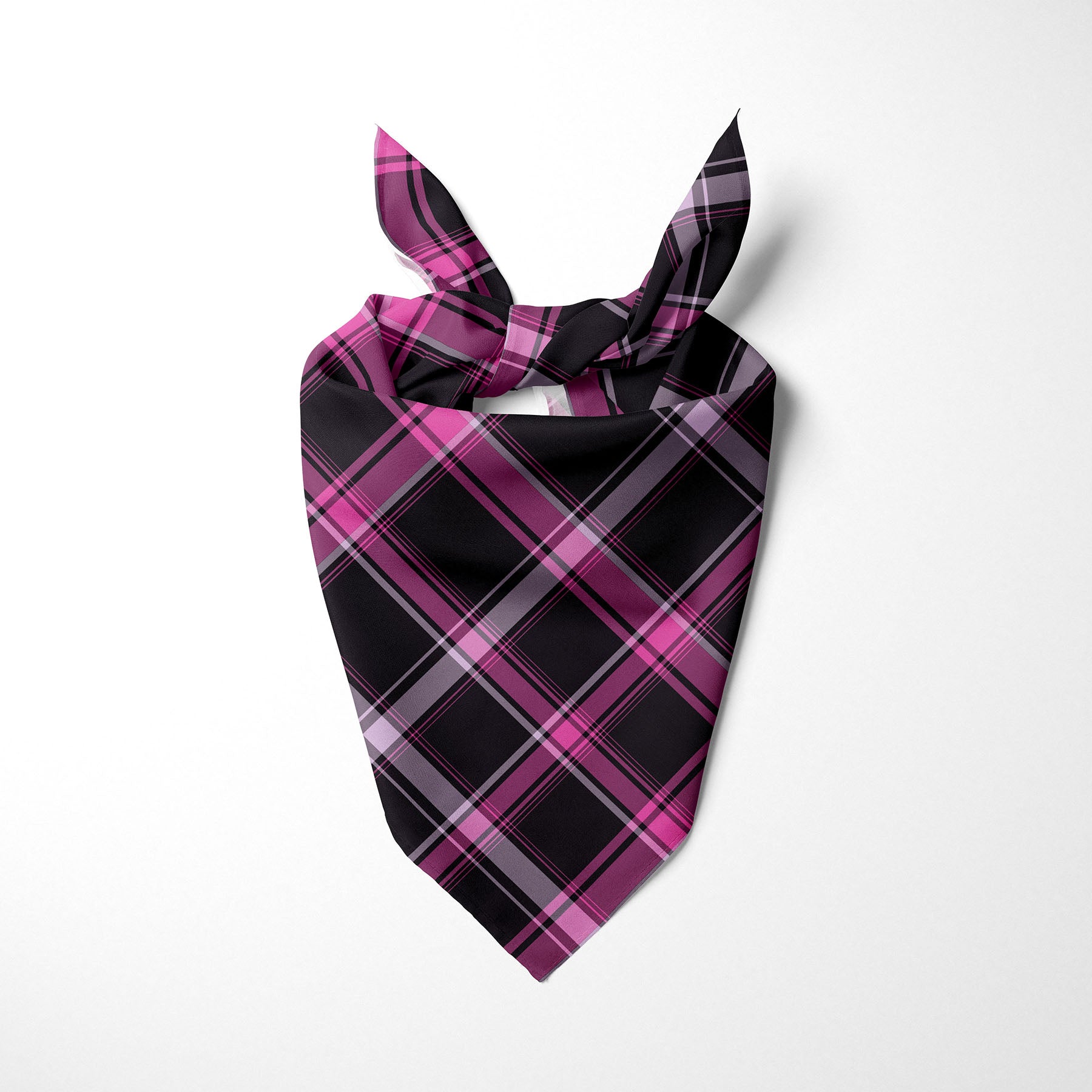 Black And Hot Pink Plaid Dog Bandana - Apawry Pup