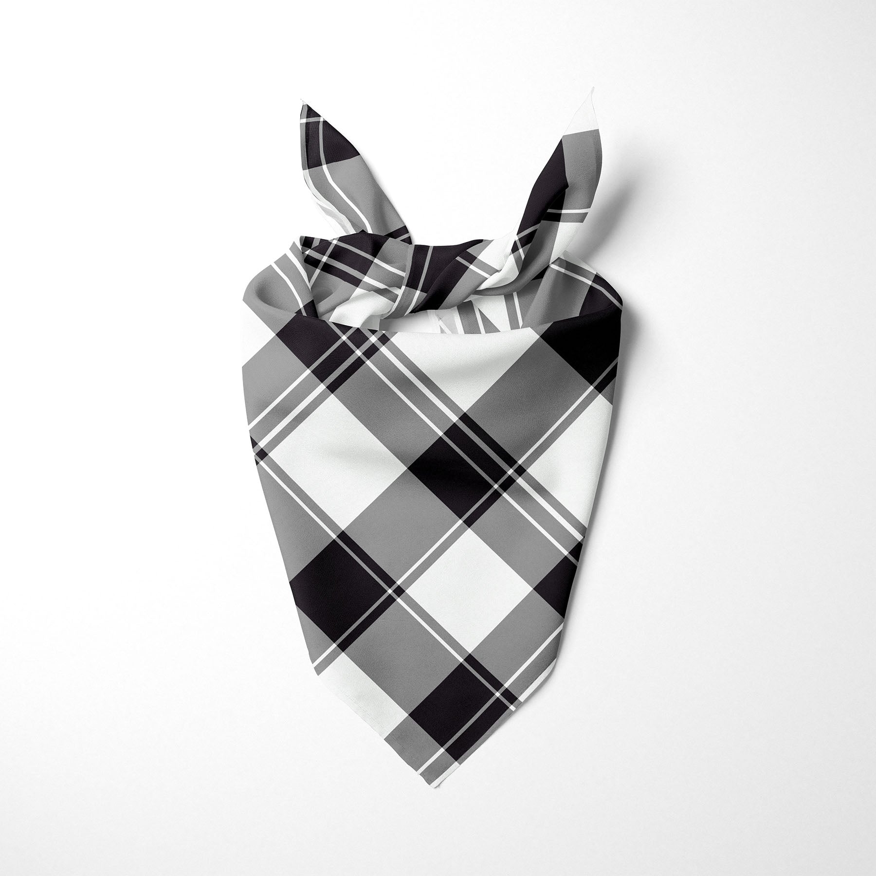 Black Grey And White Plaid Dog Bandana - Apawry Pup