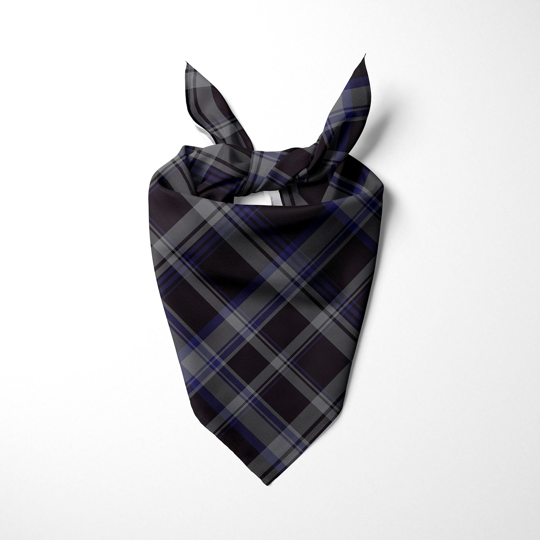 Black Grey And Navy Blue Plaid Dog Bandana - Apawry Pup