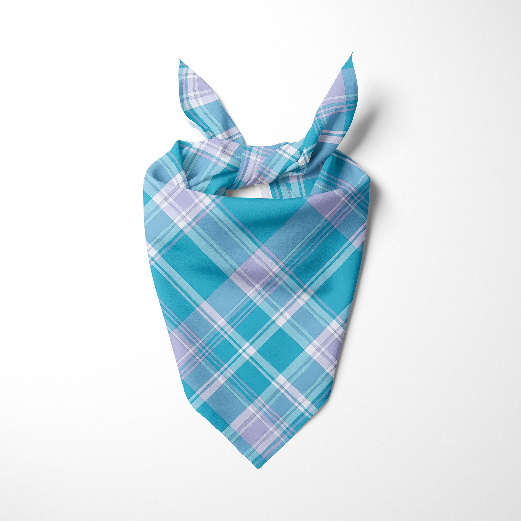 Blue Light Purple And White Plaid Dog Bandana - Apawry Pup