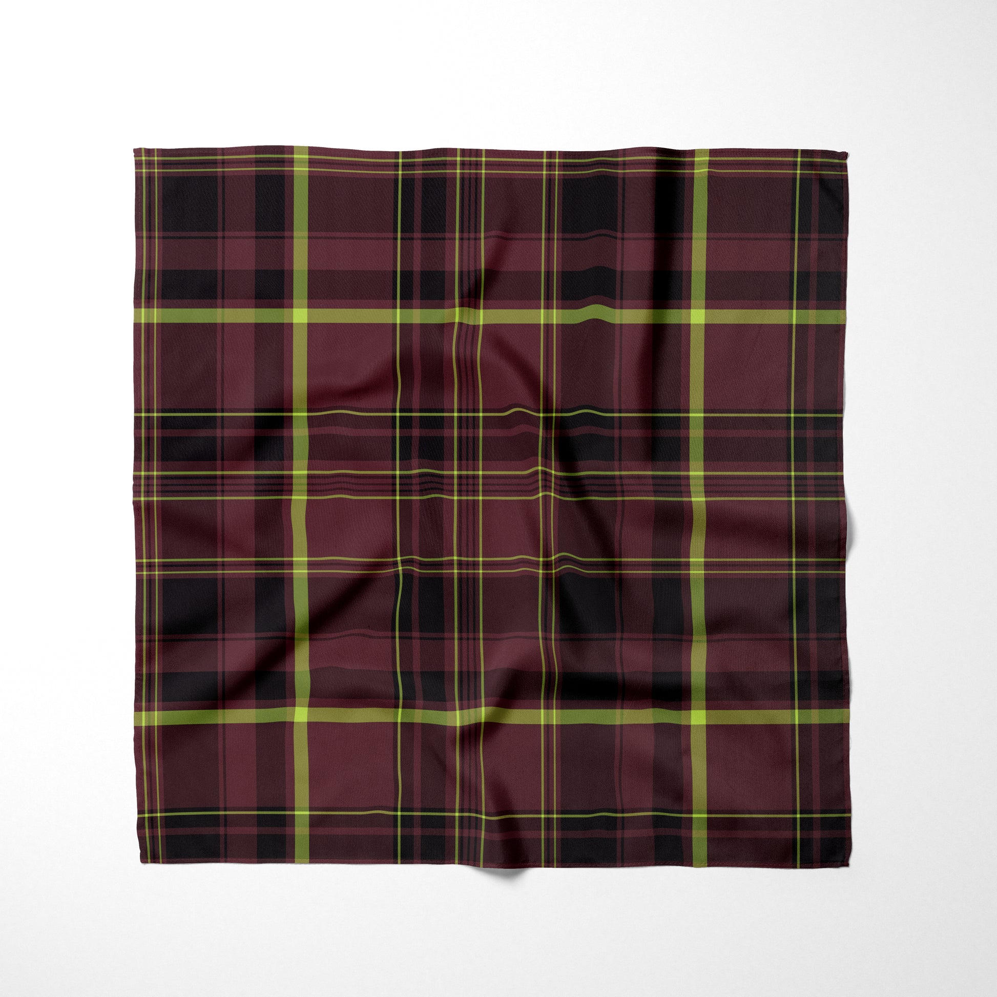 Burgandy Black and Lime Green Plaid Dog Bandana - Apawry Pup