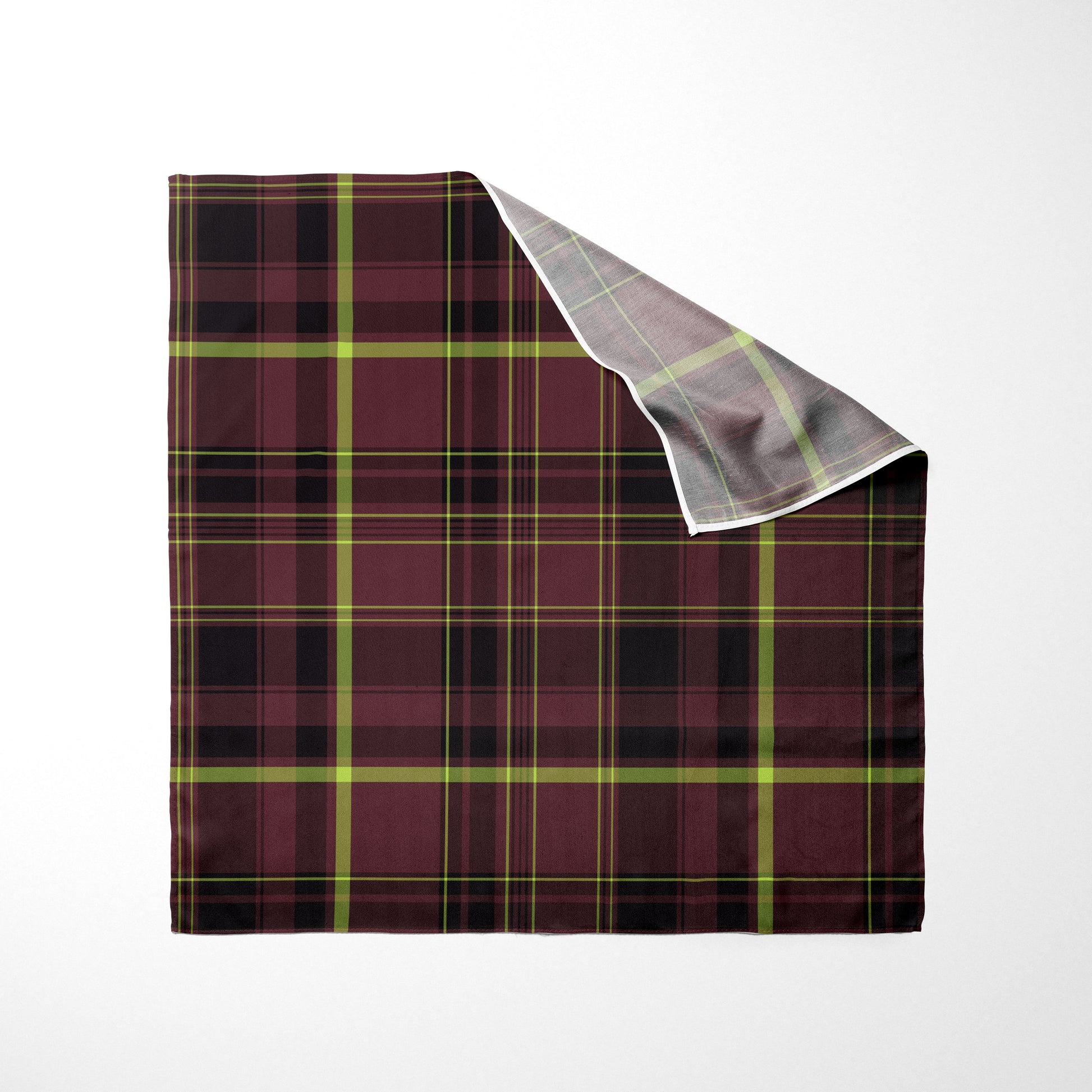 Burgandy Black and Lime Green Plaid Dog Bandana - Apawry Pup