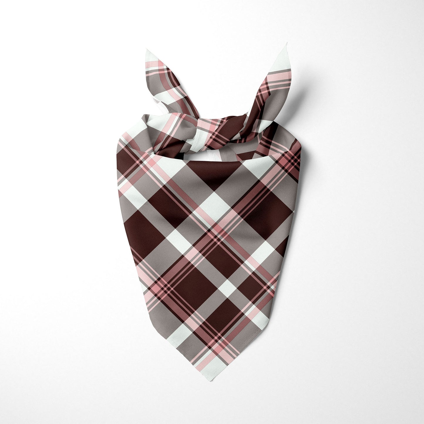 Burgandy White And Pink Plaid Dog Bandana - Apawry Pup