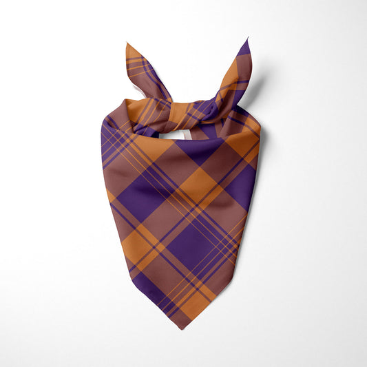 Burnt Orange And Royal Purple Plaid Dog Bandana - Apawry Pup