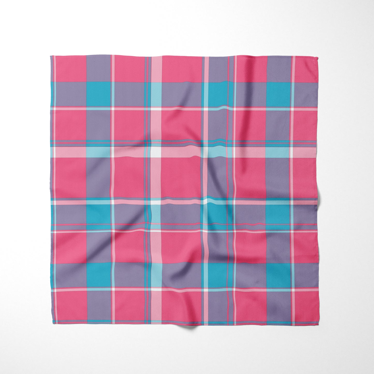 Hot Pink Sky Blue Purple And White Plaid Dog Bandana - Apawry Pup