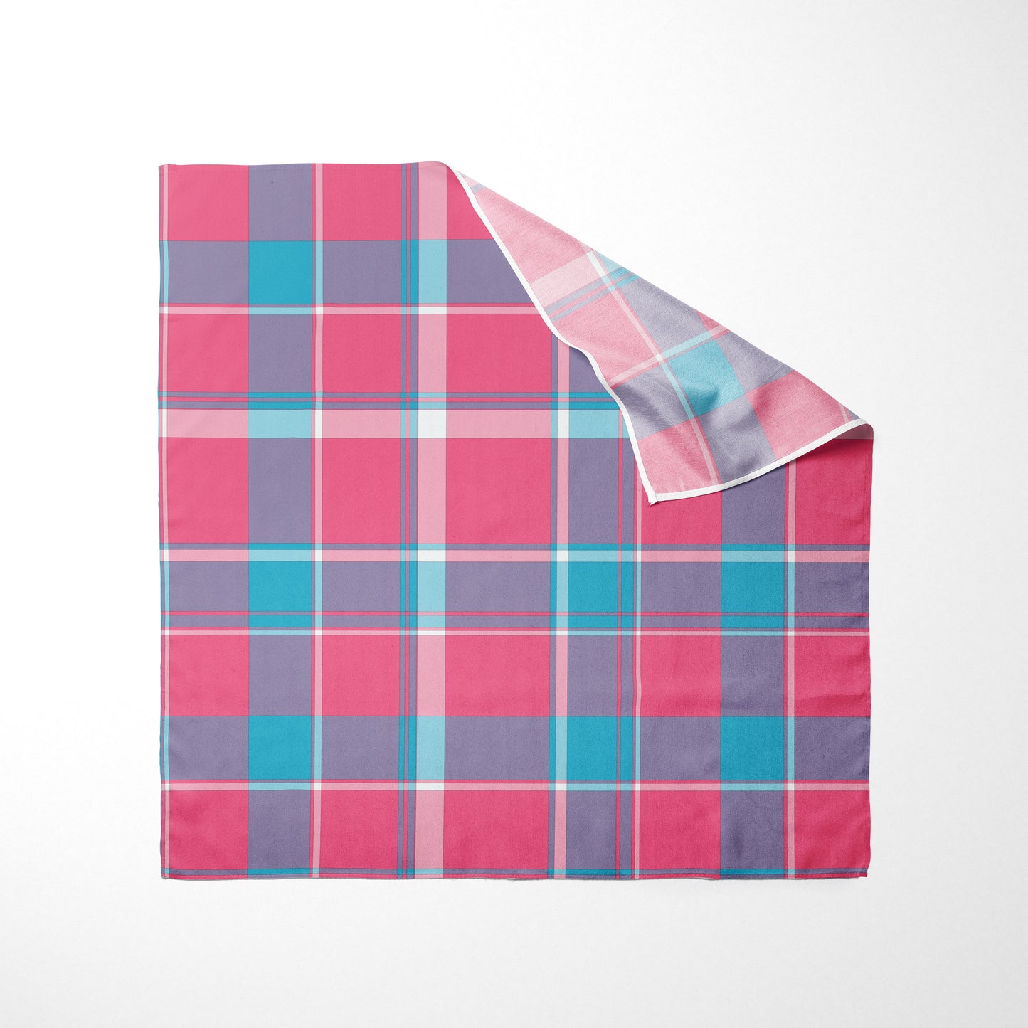 Hot Pink Sky Blue Purple And White Plaid Dog Bandana - Apawry Pup