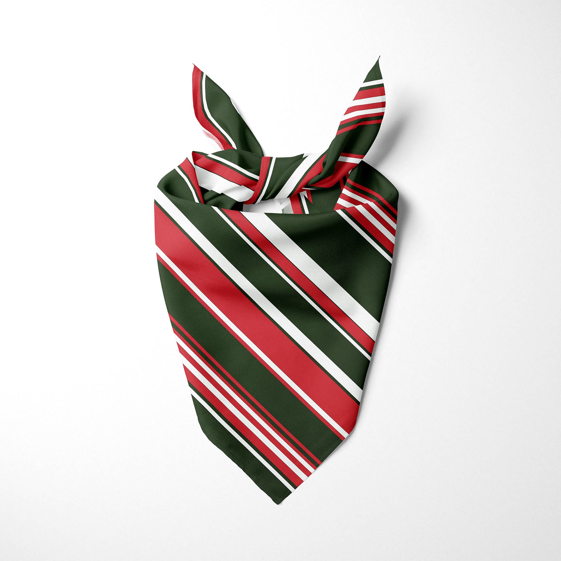 Hunter Green Bright Red and White Striped Dog Bandana - Apawry Pup