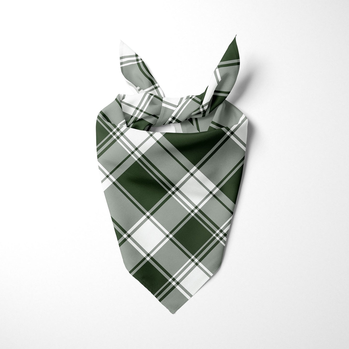 Hunter Green Dusty Green And White Plaid Dog Bandana - Apawry Pup