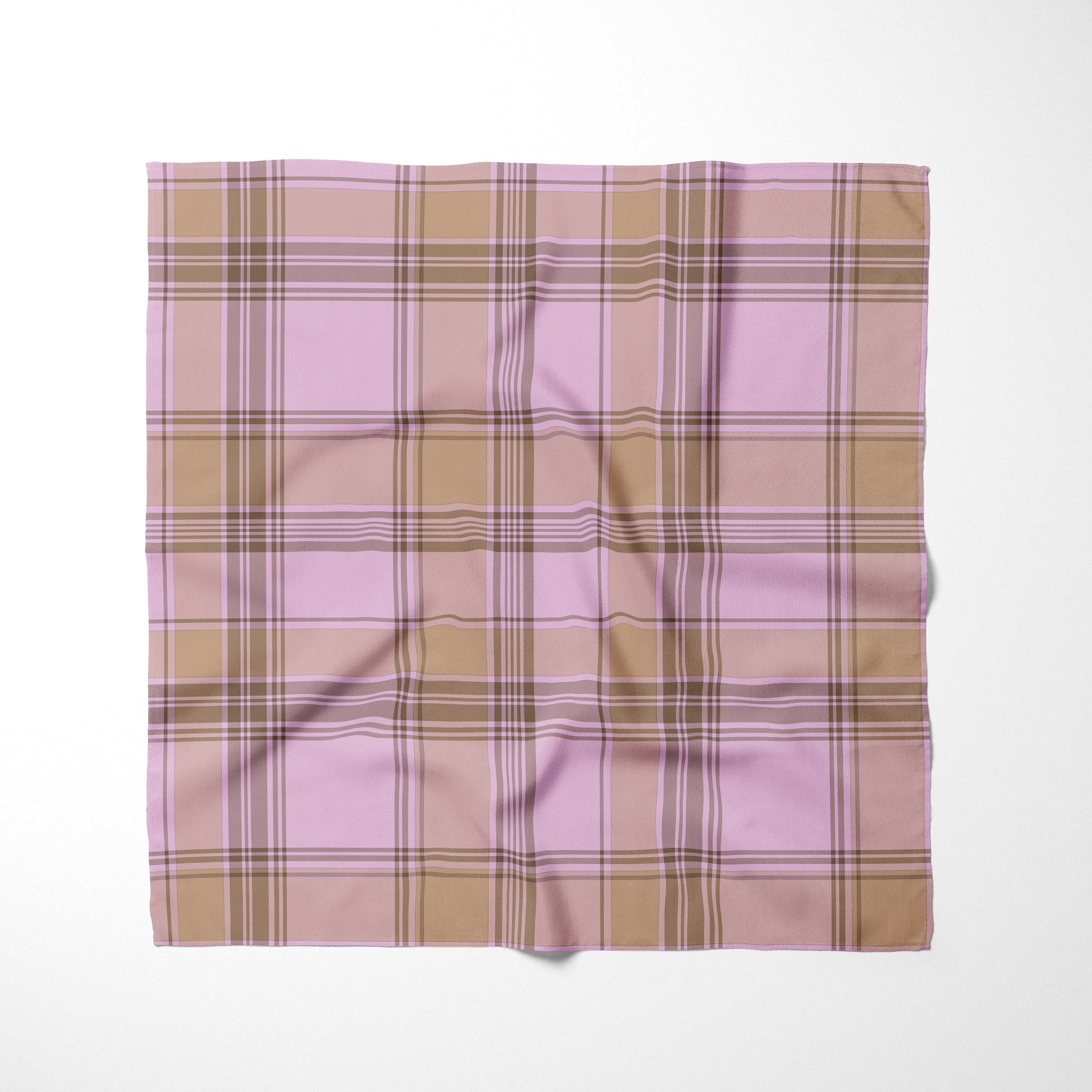 Light Brown Pink And Dark Brown Plaid Dog Bandana - Apawry Pup