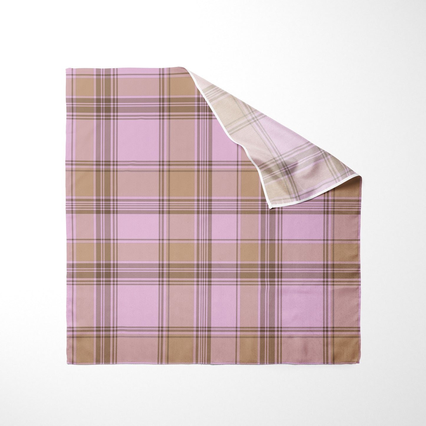 Light Brown Pink And Dark Brown Plaid Dog Bandana - Apawry Pup