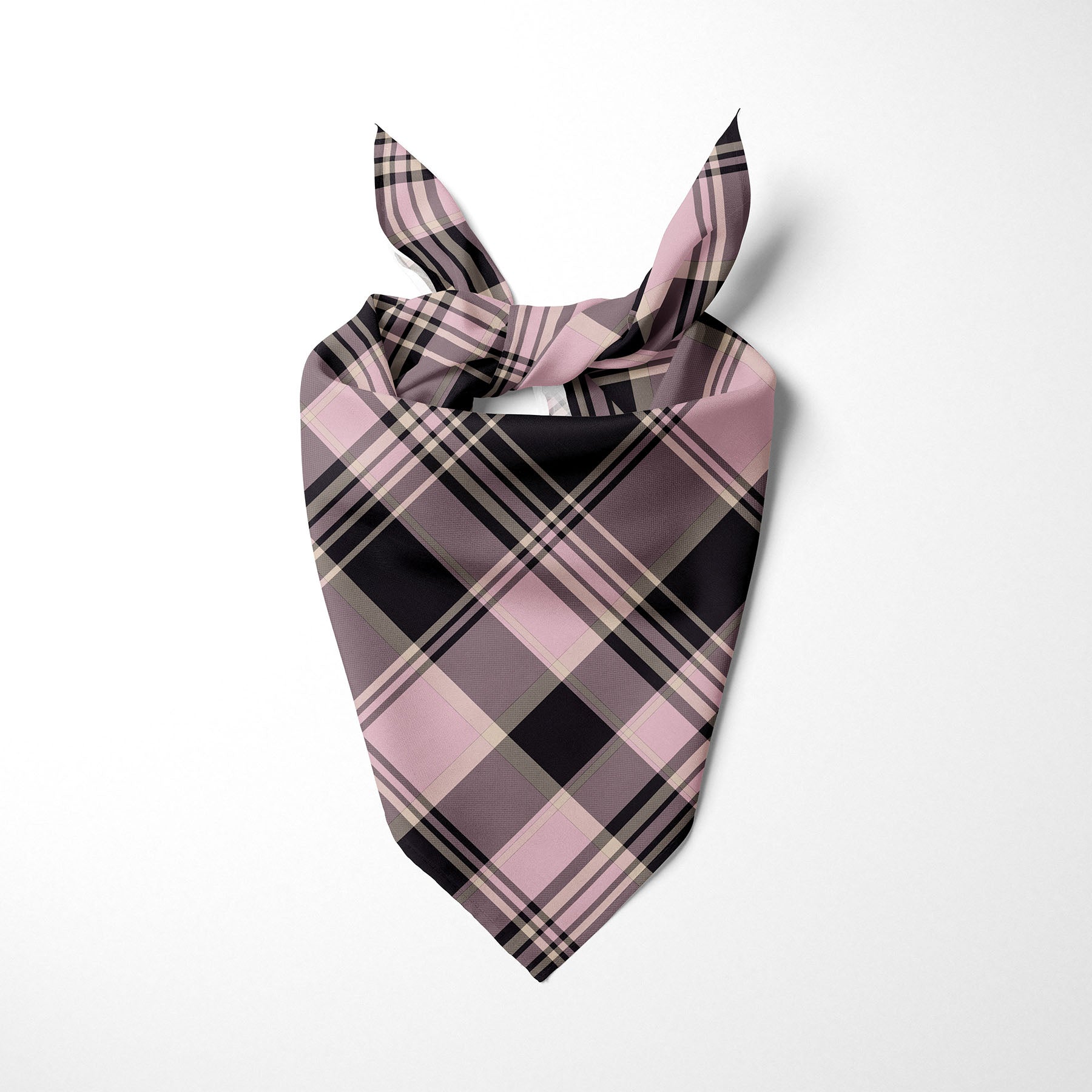 Light Pink Black and Nude Plaid Dog Bandana - Apawry Pup