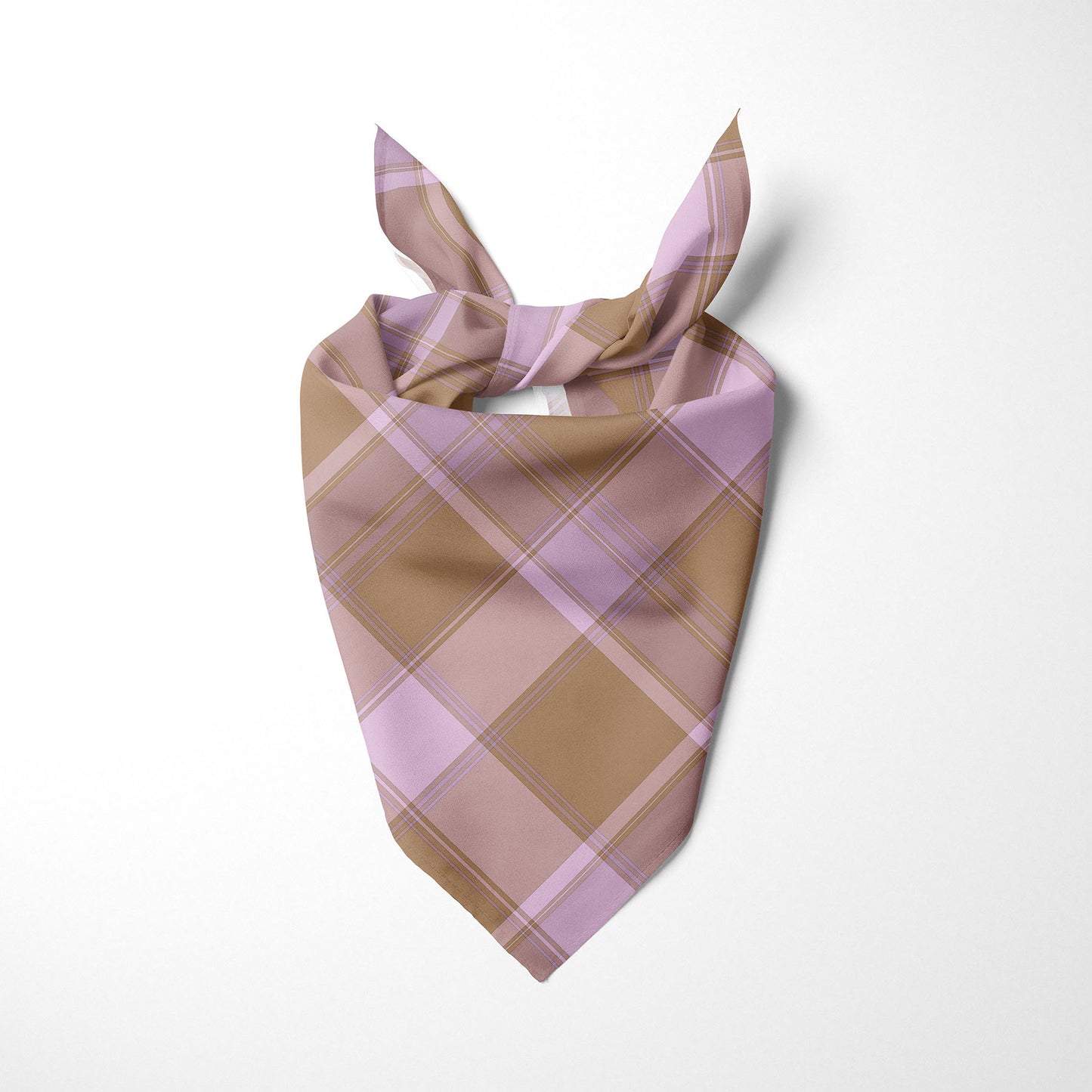 Light Pink Light Purple and Tan Plaid Dog Bandana - Apawry Pup