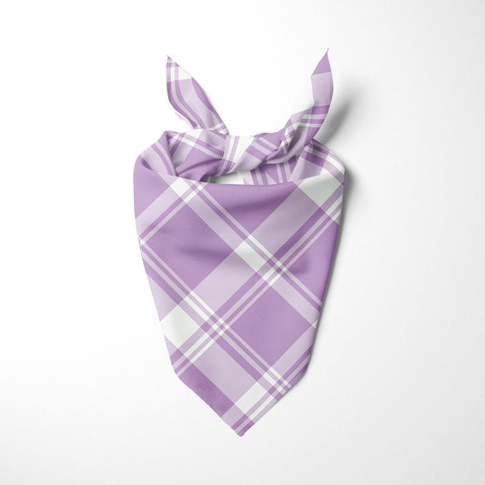 Light Purple And White Plaid Dog Bandana - Apawry Pup