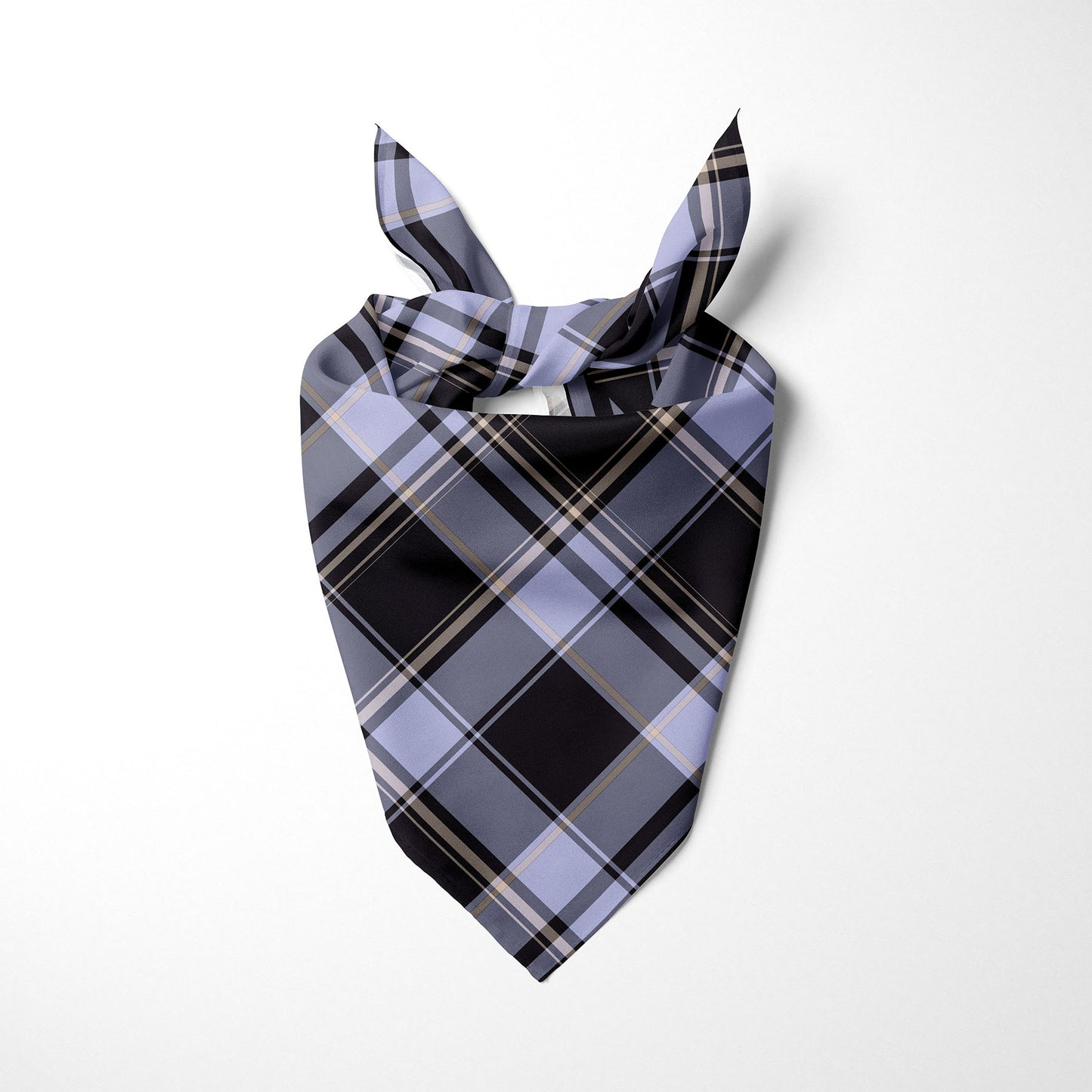 Black Indigo and Nude Plaid Dog Bandana - Apawry Pup