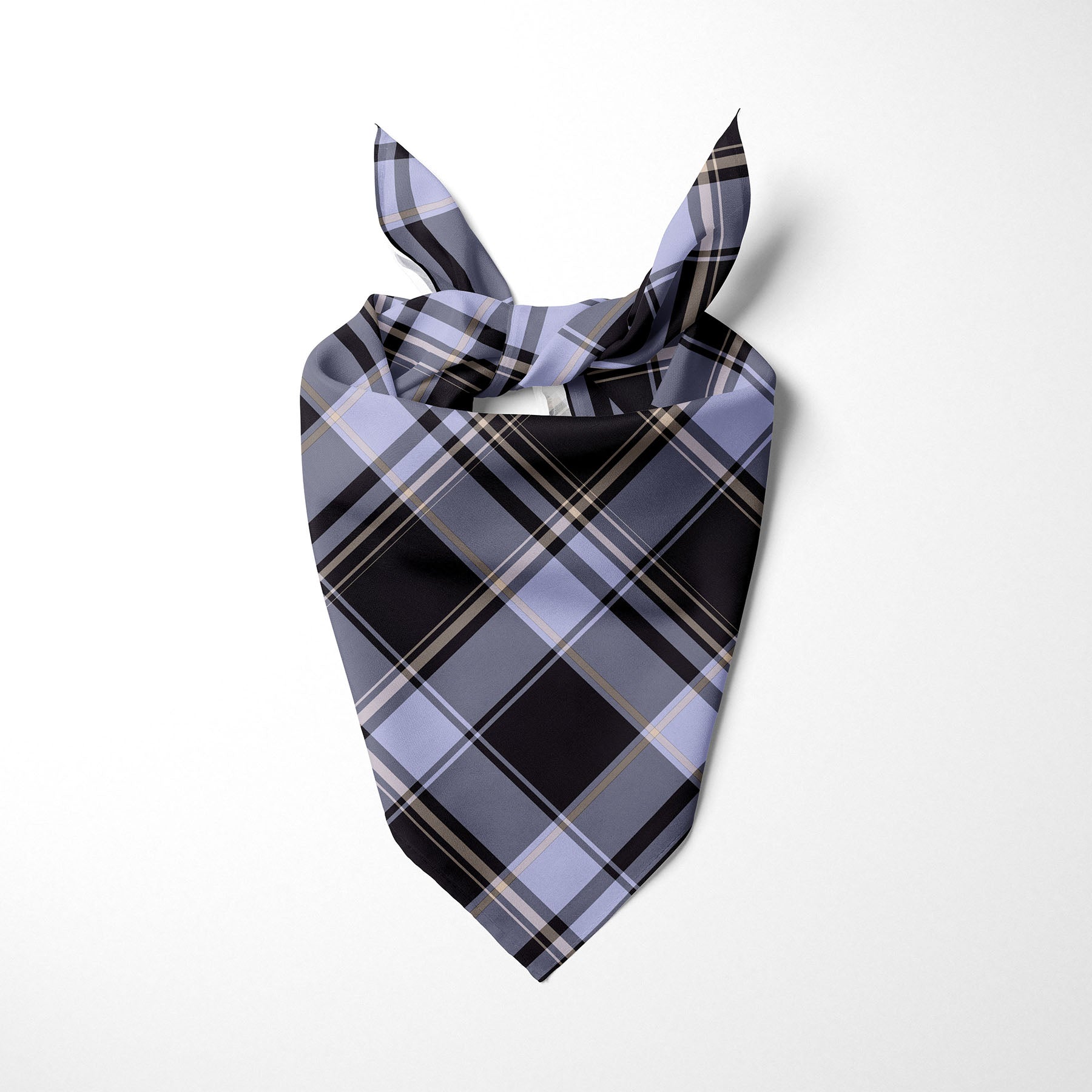 Black Indigo and Nude Plaid Dog Bandana - Apawry Pup