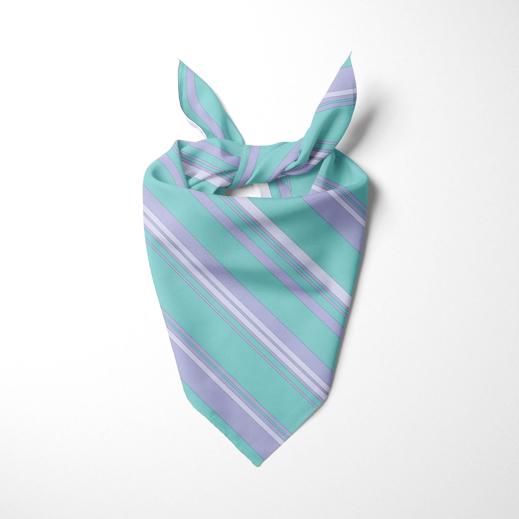 Light Teal Light Purple And White Striped Dog Bandana - Apawry Pup