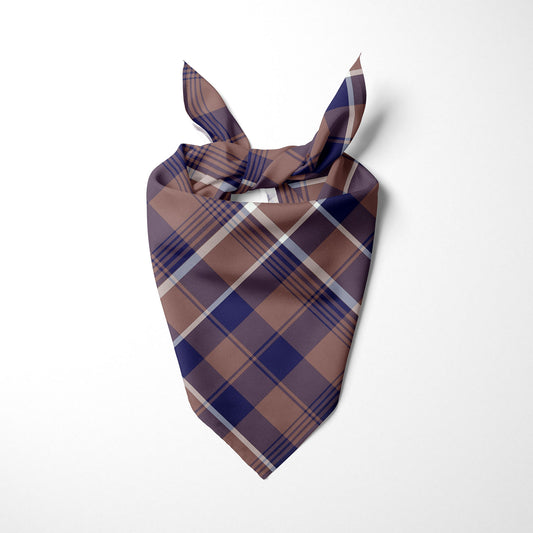 Mauve Navy Blue And White Plaid Dog Bandana - Apawry Pup