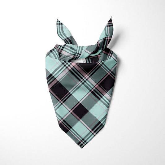 Black Mint And Pink Plaid Dog Bandana - Apawry Pup