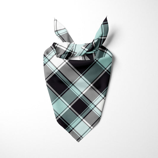 Mint Black And White Plaid Dog Bandana - Apawry Pup