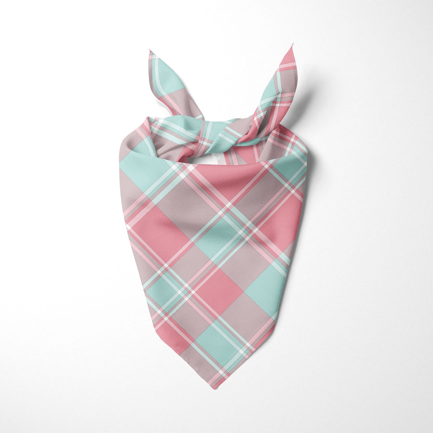 Mint Light Pink And White Plaid Dog Bandana - Apawry Pup