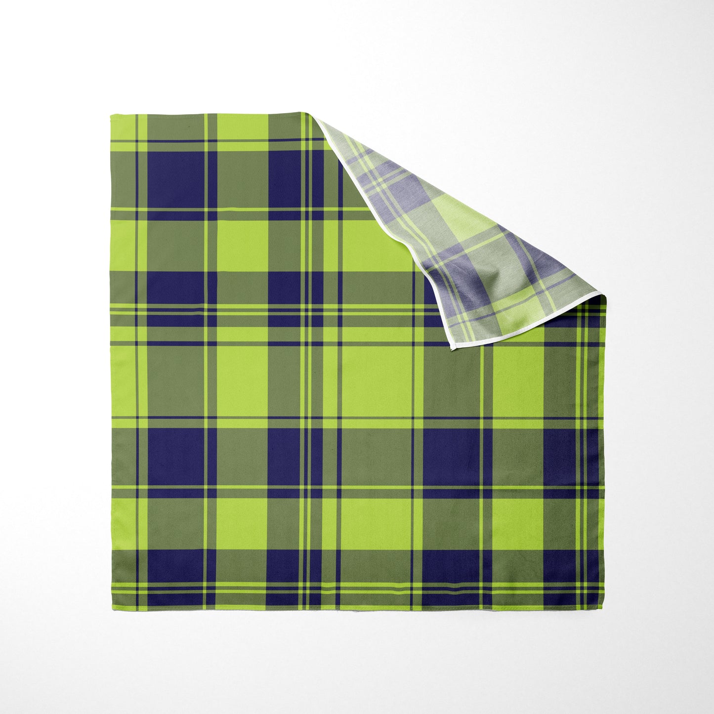 Navy Blue And Lime Green Plaid Dog Bandana - Apawry Pup