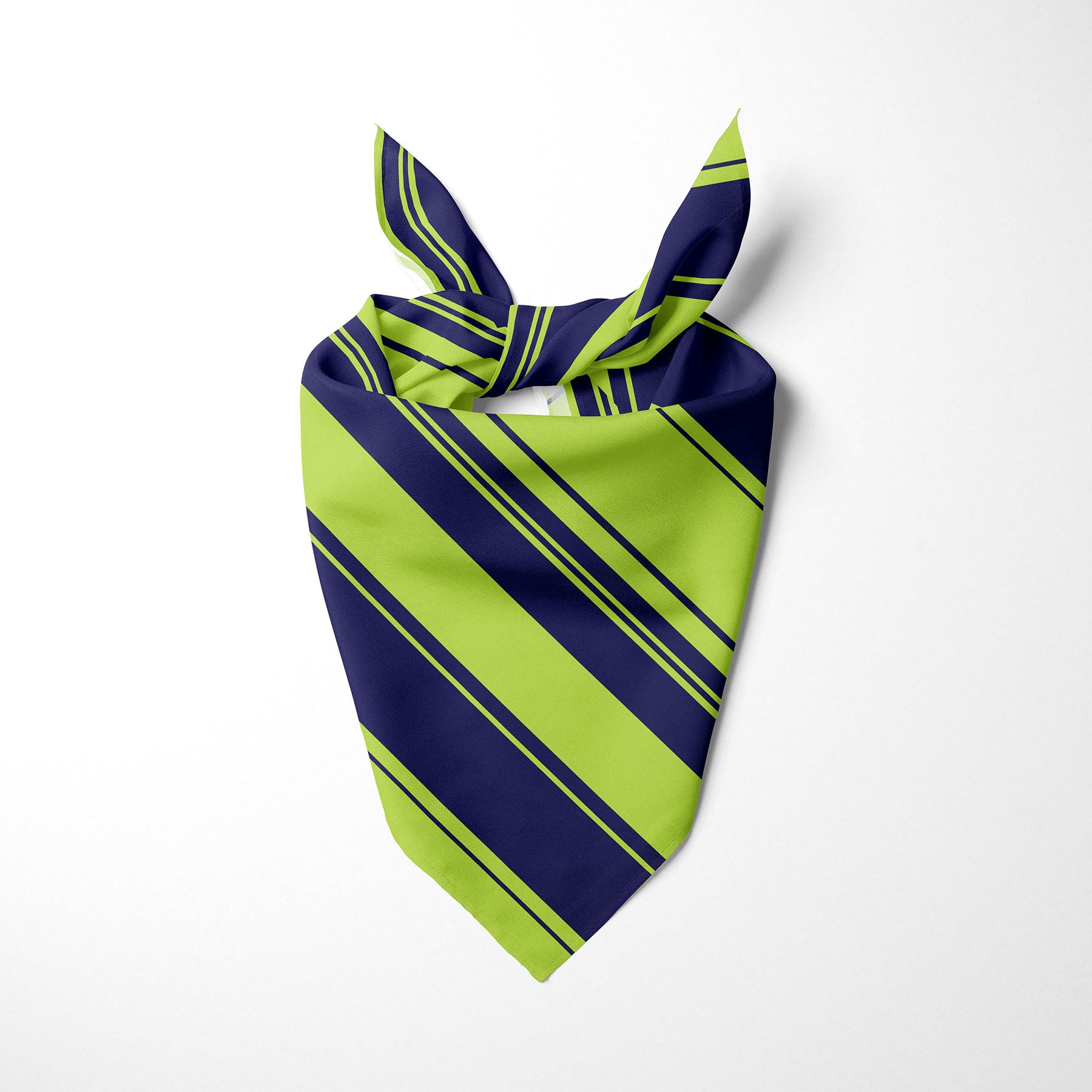 Navy Blue And Lime Green Striped Dog Bandana - Apawry Pup