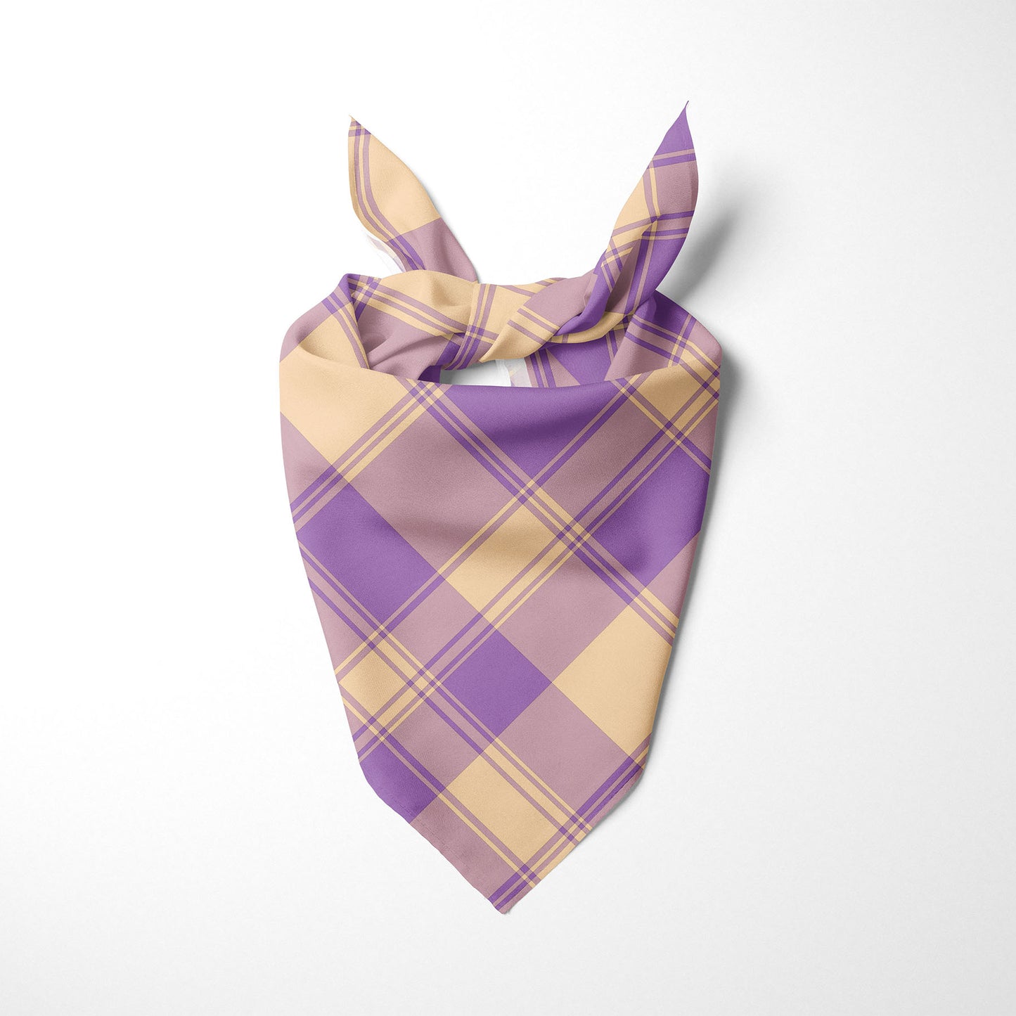 Nude And Light Purple Plaid Dog Bandana - Apawry Pup