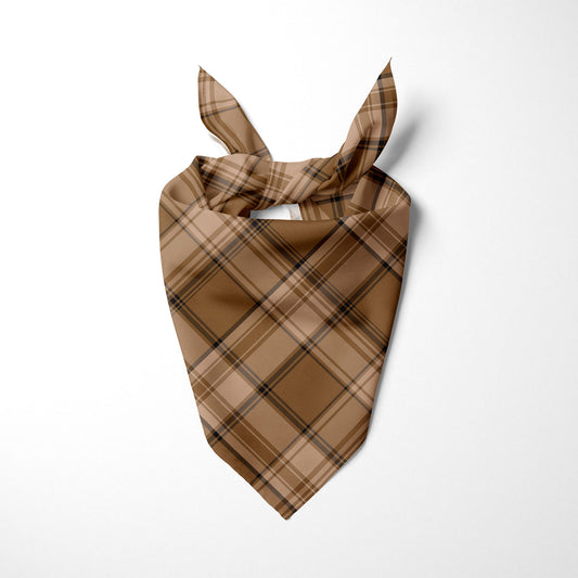 Nude Brown And Dark Brown Plaid Dog Bandana - Apawry Pup