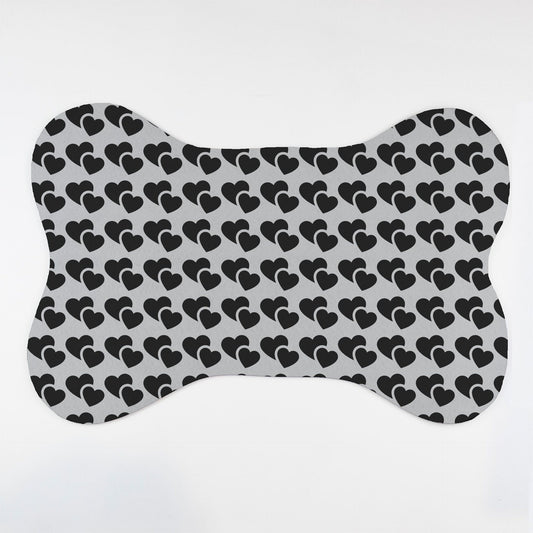 Heart Patterned Bone Shaped Pet Food Mat - Apawry Pup