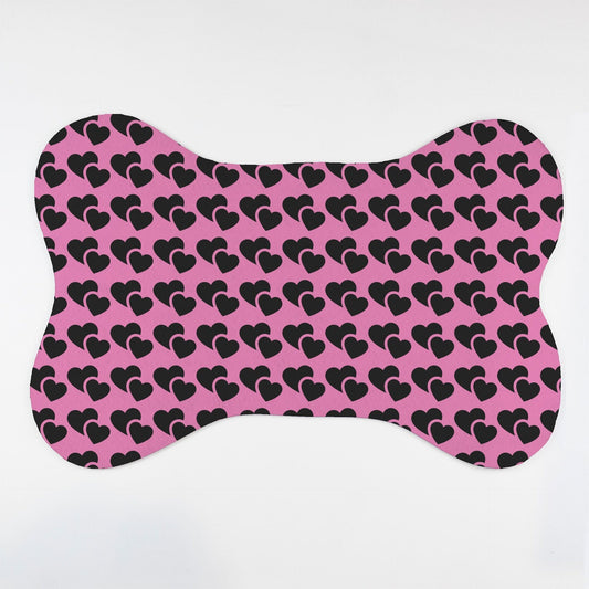 Heart Patterned Bone Shaped Pet Food Mat - Apawry Pup