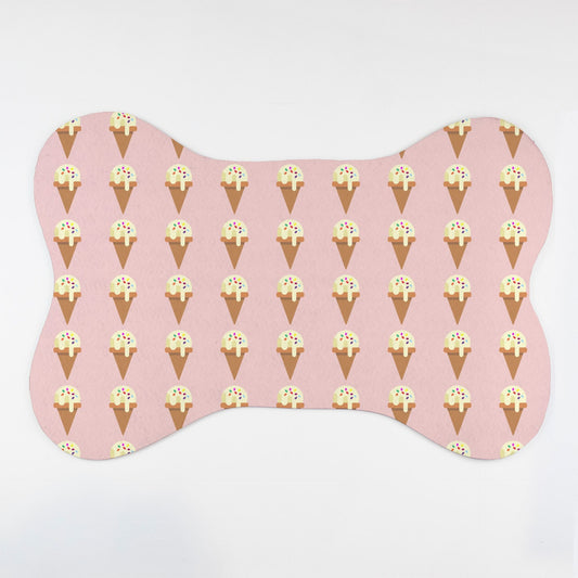 Ice Cream Cone Patterned Bone Shaped Pet Food Mat - Apawry Pup
