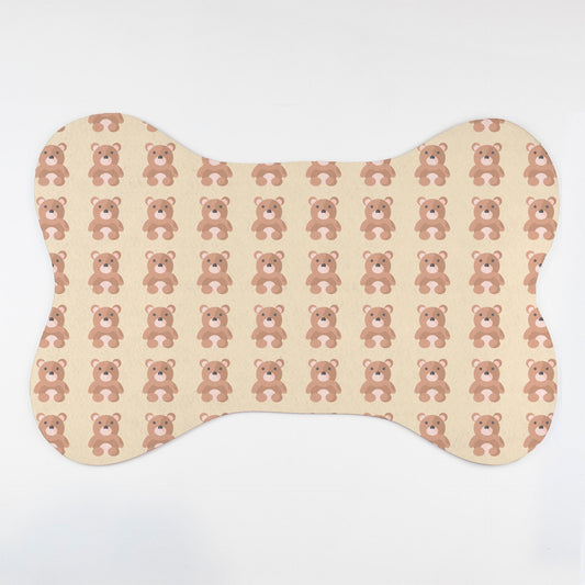 Teddy Bear Patterned Bone Shaped Pet Food Mat - Apawry Pup